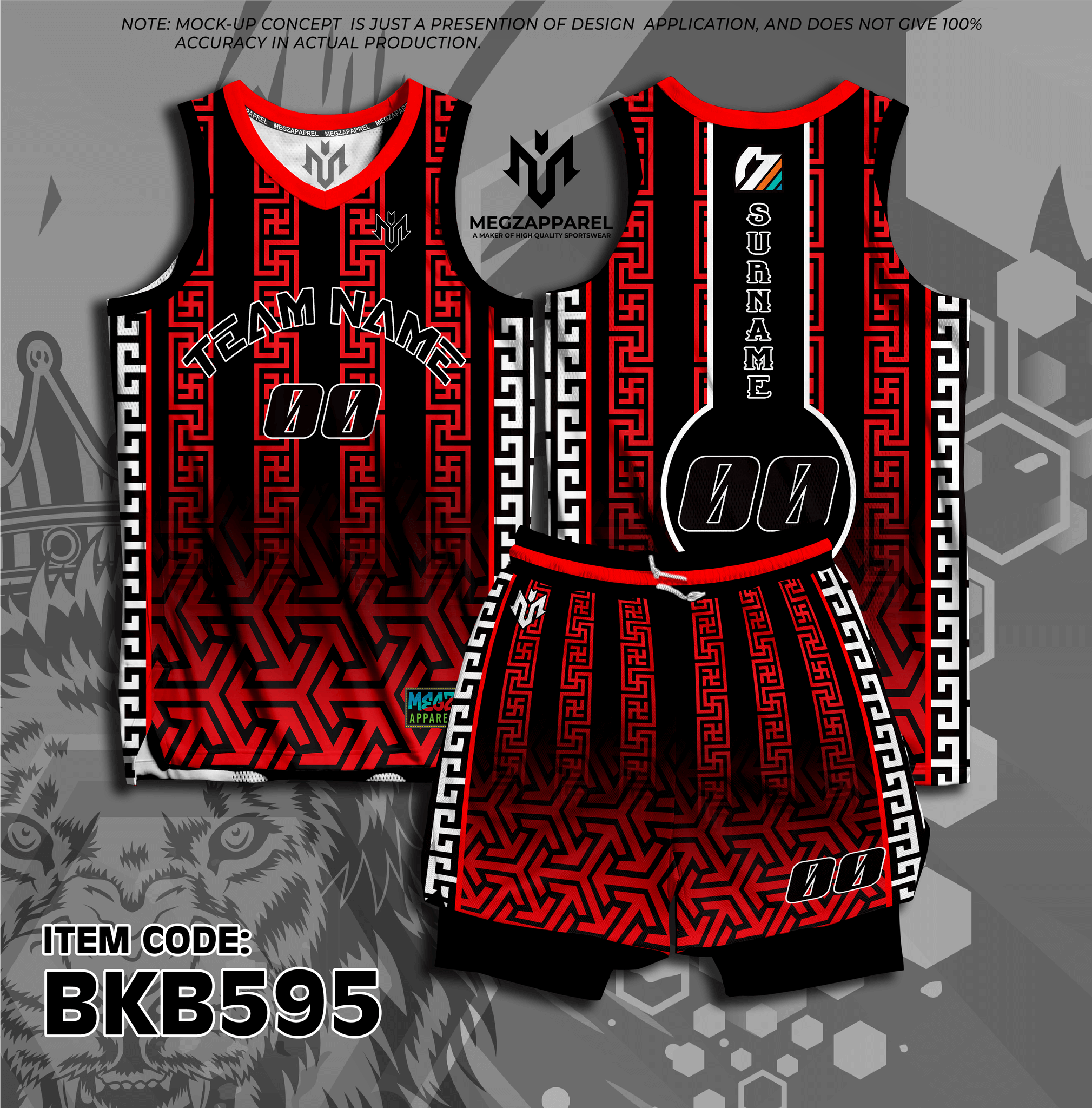 Jersey Layout Red Black BKB595 Customize Basketball Jersey